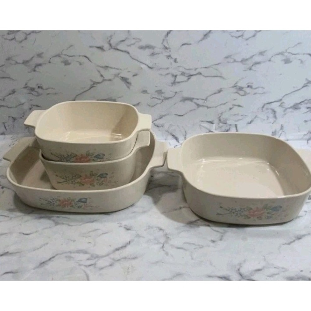 4 PC CORNING WARE SYMPHONY BEIGE CASSEROLE DISH lot Of 4